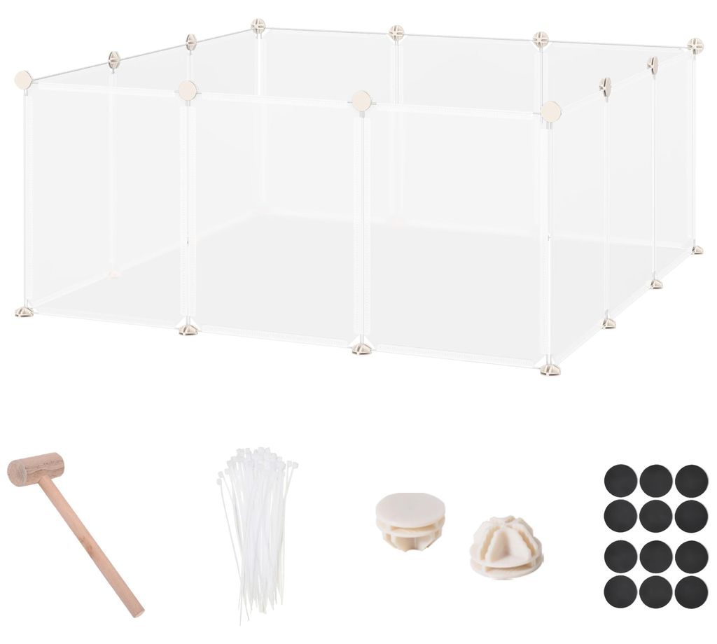 PawHut Freilaufgehege DIY Freigehege Laufgitter Kleine Haustiere 12 Platten
