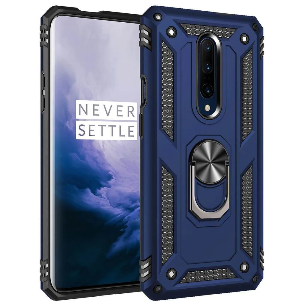 Cover OnePlus 7 Pro Antiurto Navy: TPU Rigido con Supporto Anello 360°