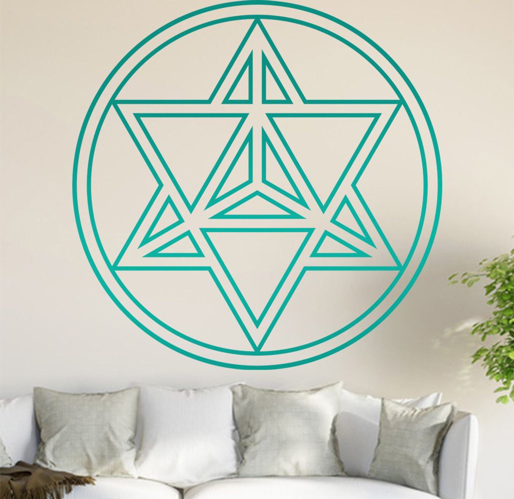 Merkaba Wandtattoo in 6 Größen - Wandaufkleber Wall Sticker - Dekoration, Küche, Wohnzimmer, Schlafzimmer, Badezimmer