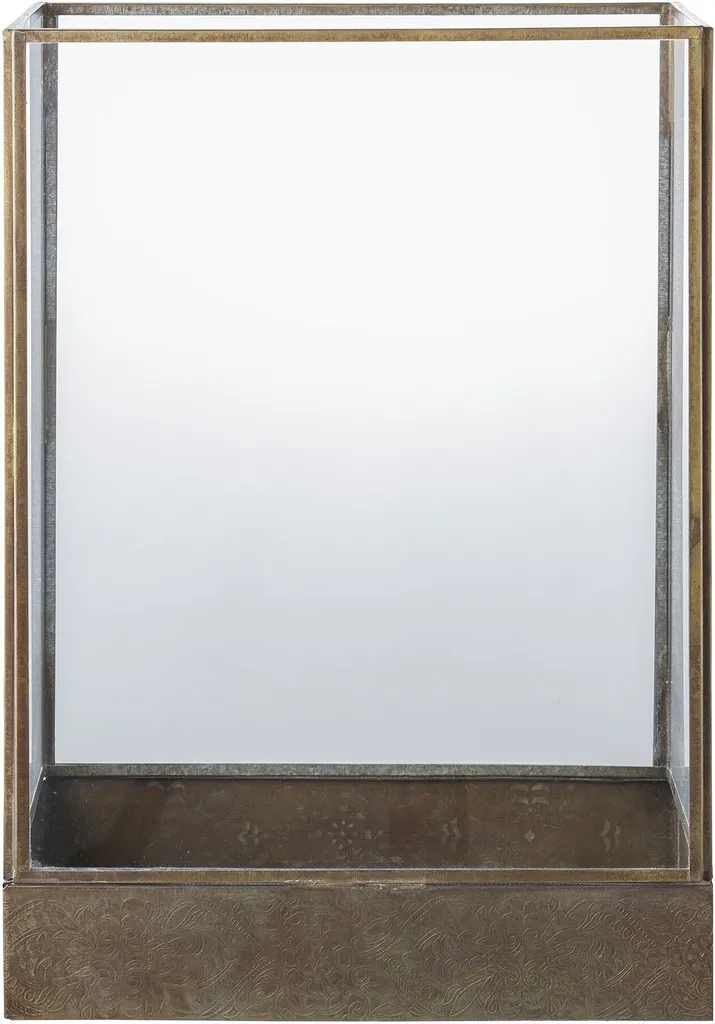 Manali lanterne aspect laiton antique - Photophore vintage chic 40cm