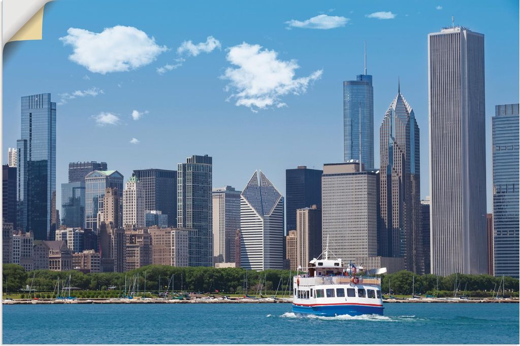 ARTland Wandbild, selbstklebend Chicago Skyline Größe: 90x60 cm
