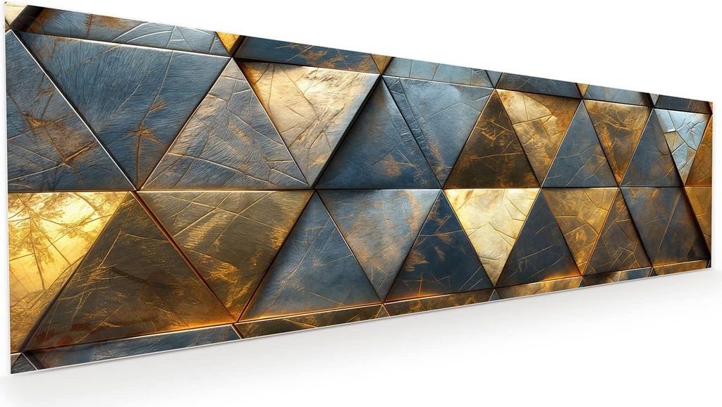 Glasbild 120x40cm in XXL für Wohnzimmer, Schlafzimmer Motiv Geometrische Wandkunst