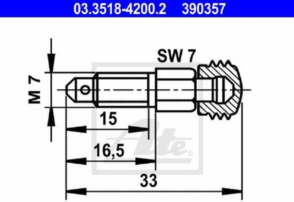ATE Entlüftungsschraube 03.3518-4200.2 16,5mm Produktbild 