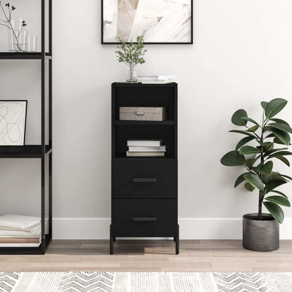 The Living Store Sideboard Schwarz 34,5x34x90 cm Holzwerkstoff