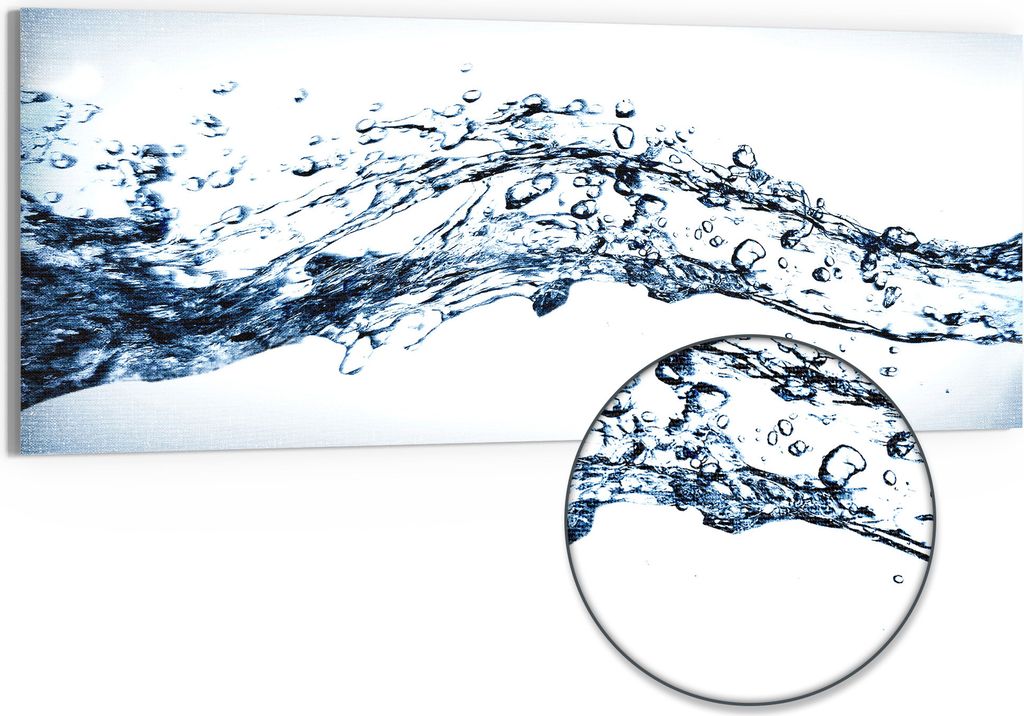 DEQORI Hybrid Leinwand Bild 150x60 cm 'Wogen der Ruhe' Wandbild Glas flach modern