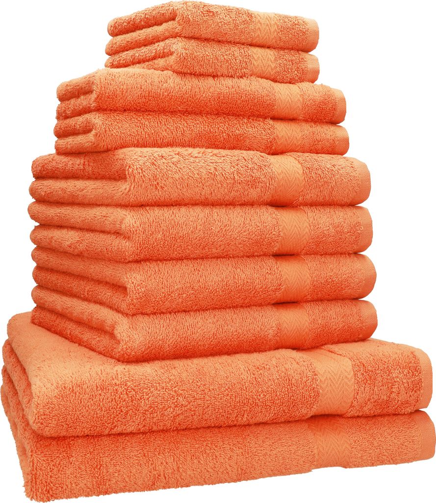 Betz 10-tlg. Handtuch-Set PREMIUM CLASSIC 2 Duschtücher 4 Handtücher 2 Gästetücher 2 Seiftücher Farbe: orange