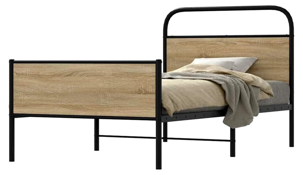 Bettgestell 90x200 cm aus Sonoma Eiche mit Holzwerkstoffen
