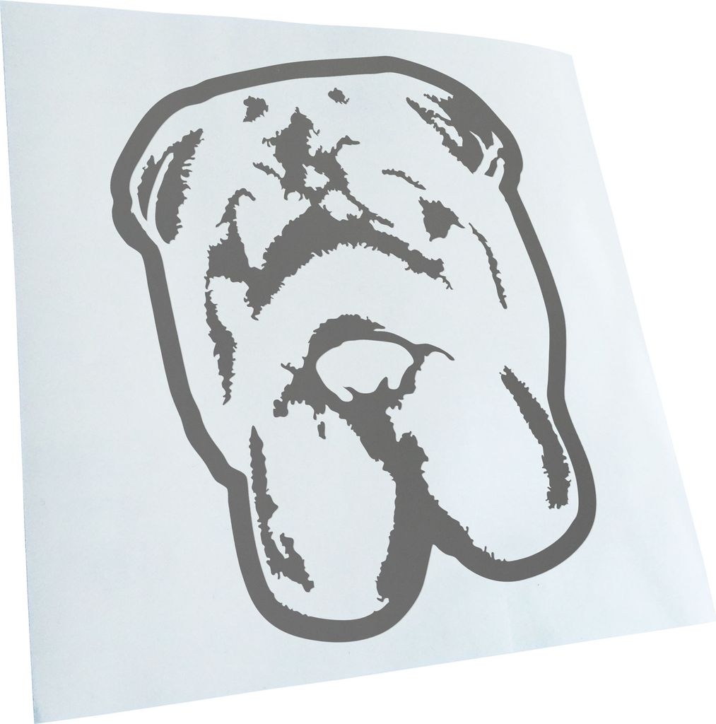 Kiwistar - Autoaufkleber - Chinese Shar Pei Hund - Grau - 60x46cm - Aufkleber für Auto, Laptop, Fahrrad, LKW, Motorrad mehrfarbig JDM Decal Racing
