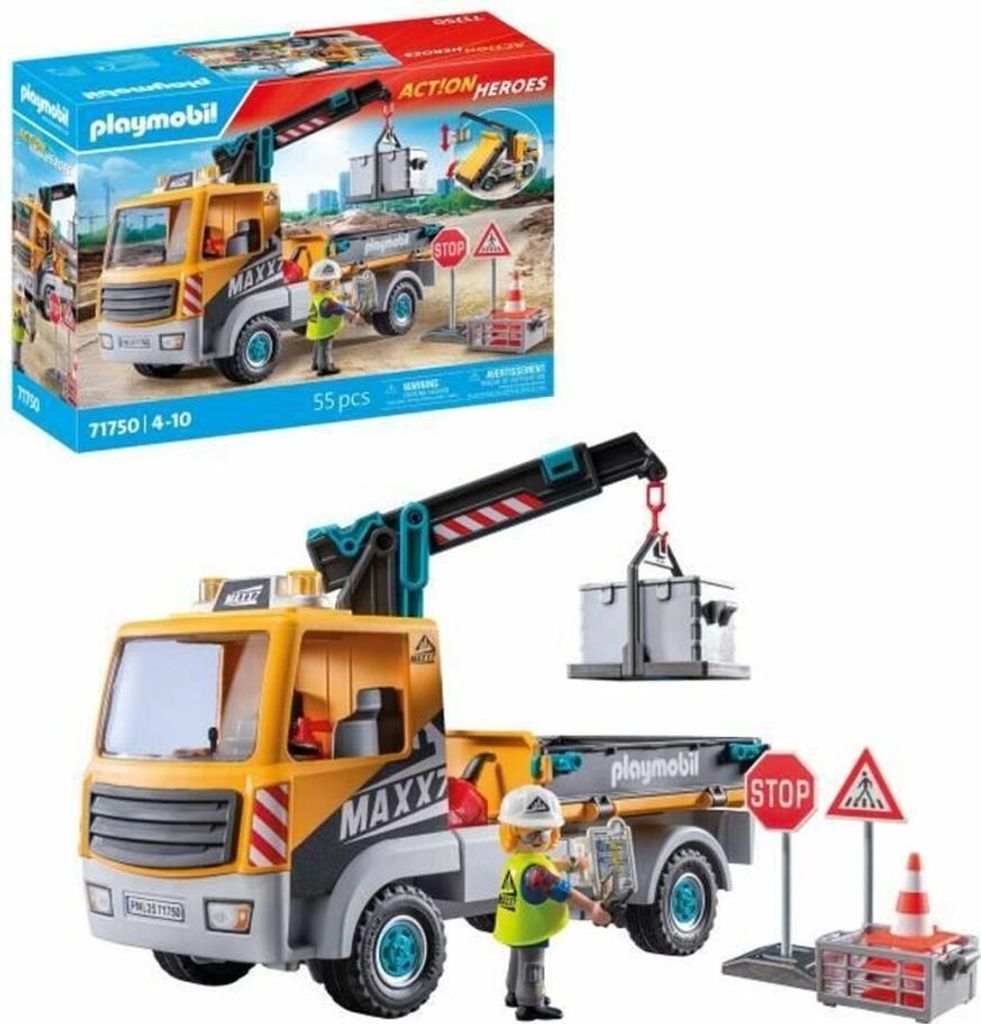 PLAYMOBIL 71750 Camion de chantier avec grue - Action Image du produit 