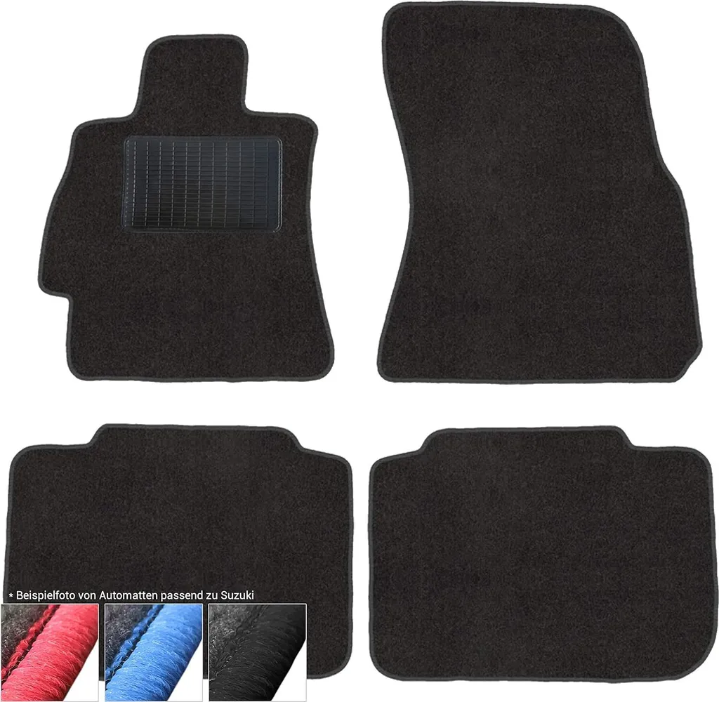 moto-MOLTICO tappetini auto velours tappetini auto nero set 4 pezzi adatto per Suzuki SX4 S-Cross FL dal 2018 (nero - cuciture decorative)