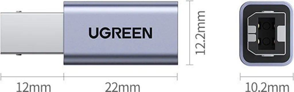Adattatore Ugreen da USB-C a USB-B - Grigio - 8
