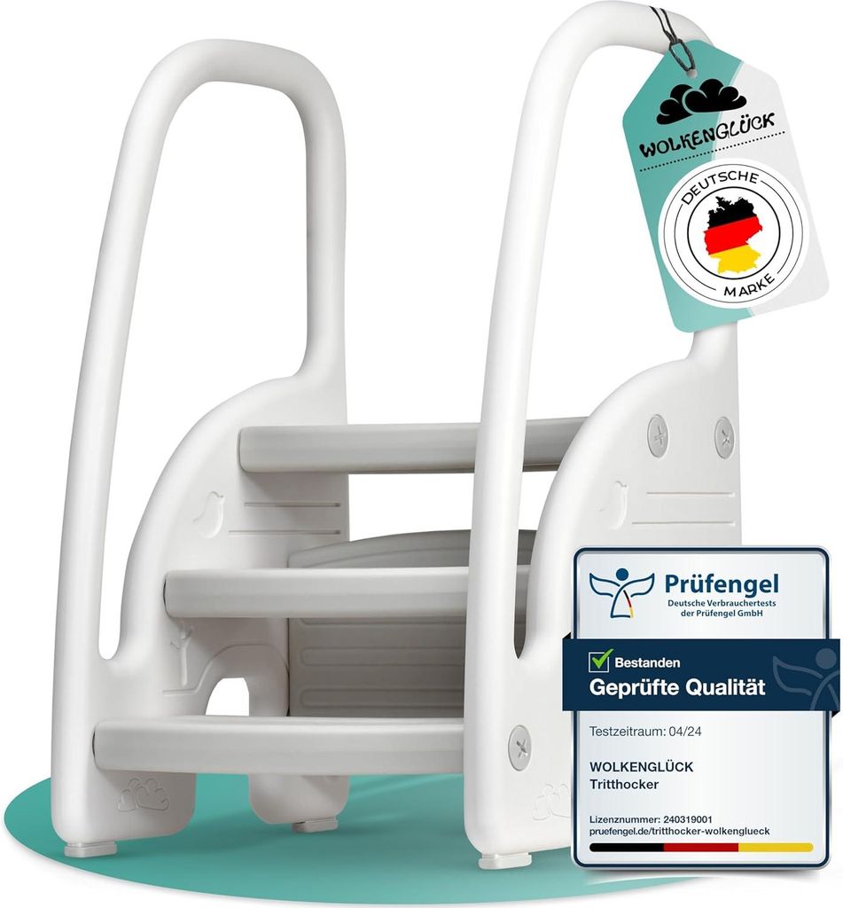 WOLKENGLÜCK® Tritthocker Kinder (3 Stufen) - Rutschfester Produktbild 