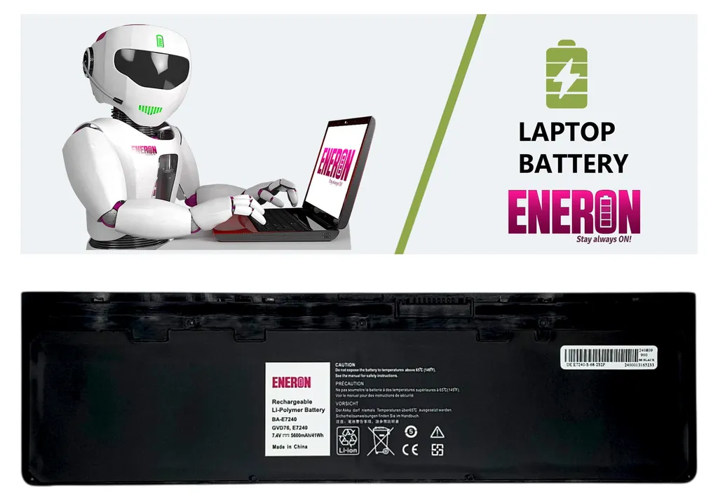Batterie pour ordinateur portable Dell Latitude E7240 E7250 41Wh Noir
