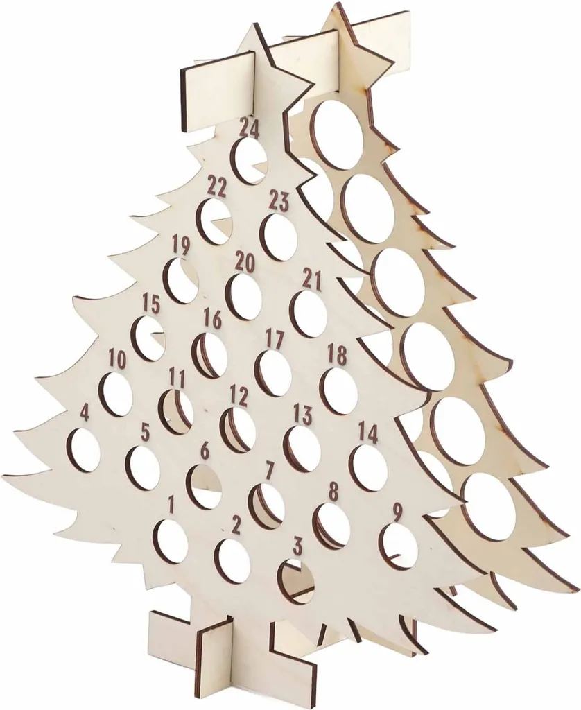 Idée cadeau Noël : Calendrier de l'Avent porte-bouteille en bois 24j
