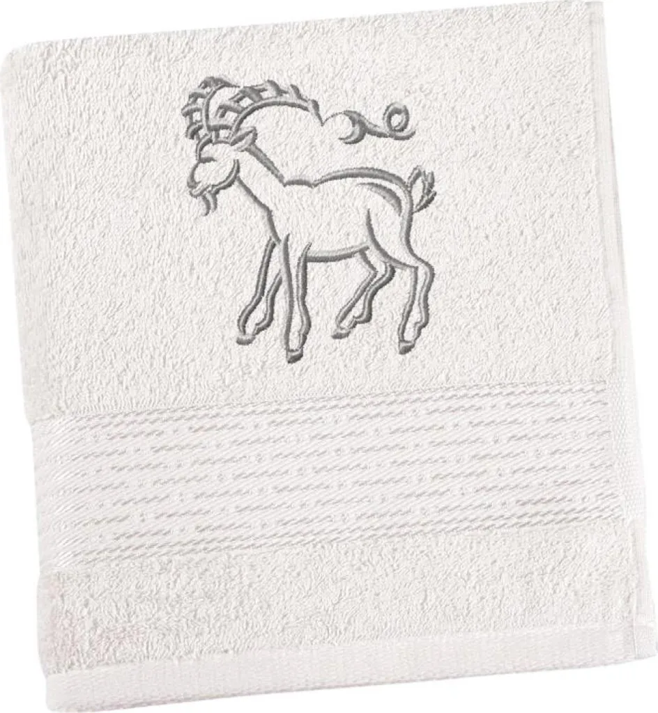 Telo Viso 50x100 cm Bianco con Ricamo Zodiaco Spugna Cotone