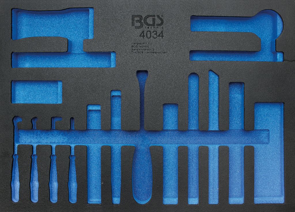 BGS 4034-1 3/3 Werkstattwageneinlage, leer für: Zierleistenkeil- und Schaber-Set, 17-tlg.