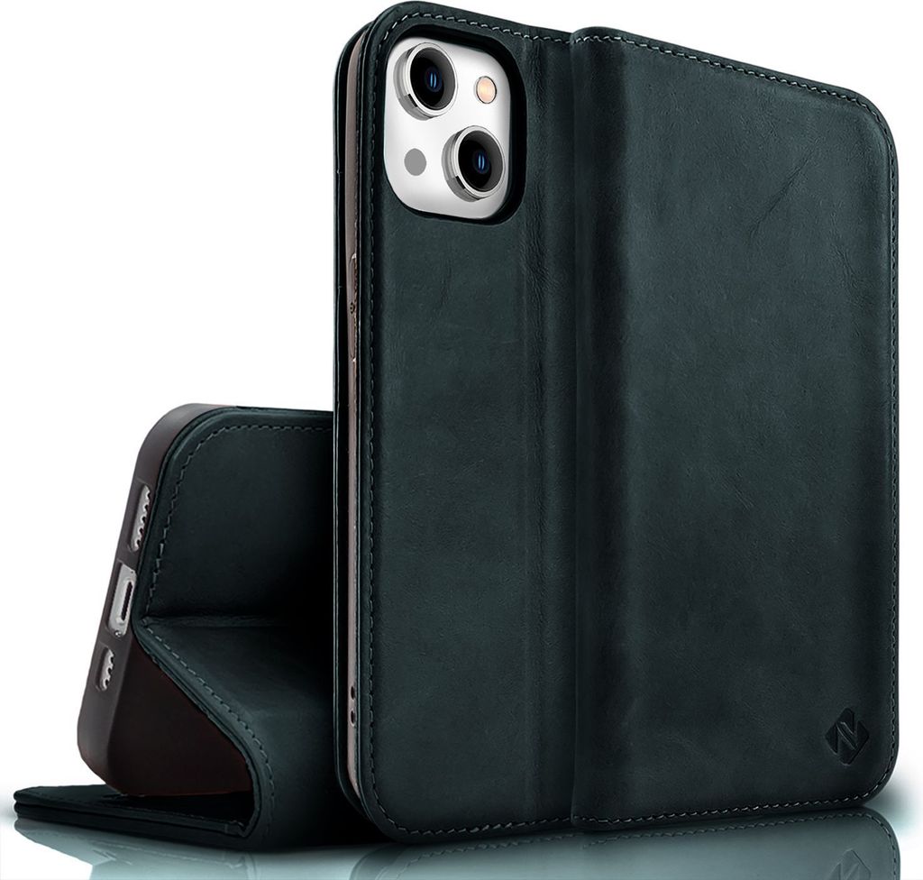 NALIA Étui en cuir véritable pour iPhone 15 Étui en cuir de Image du produit 