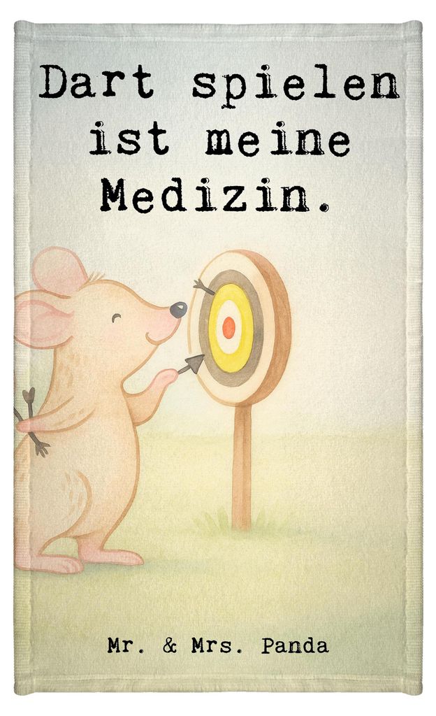 Mr. & Mrs. Panda Handtuch Maus Dart spielen Design - Weiß - Geschenk, Frotteehandtuch, Kleines, Mini-Handtuch, Klein, Gästetuch, Turnier, Darten,...