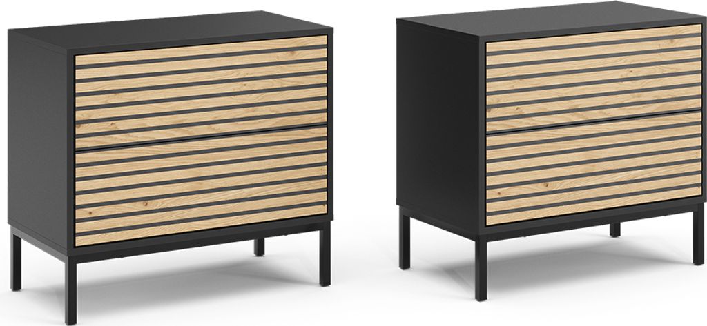 Nachttisch Vicco Eliza Goldkraft Eiche/Anthrazit 2er set, Produktbild 