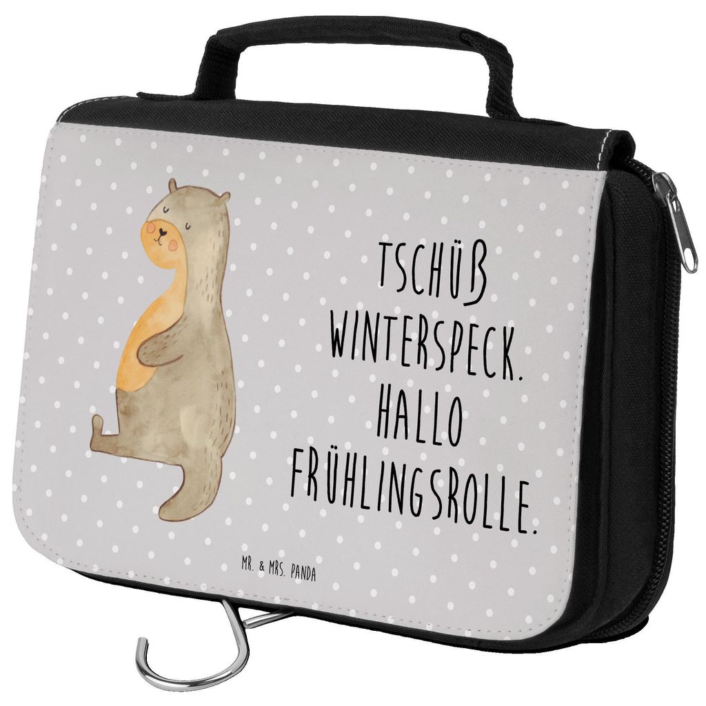 Mr. & Mrs. Panda Kosmetiktasche Otter Bauch - Grau Pastell - Geschenk, dick, kosmetiktäschchen, Make-Up Tasche, Winterspeck, Sportmuffel, beautyca...