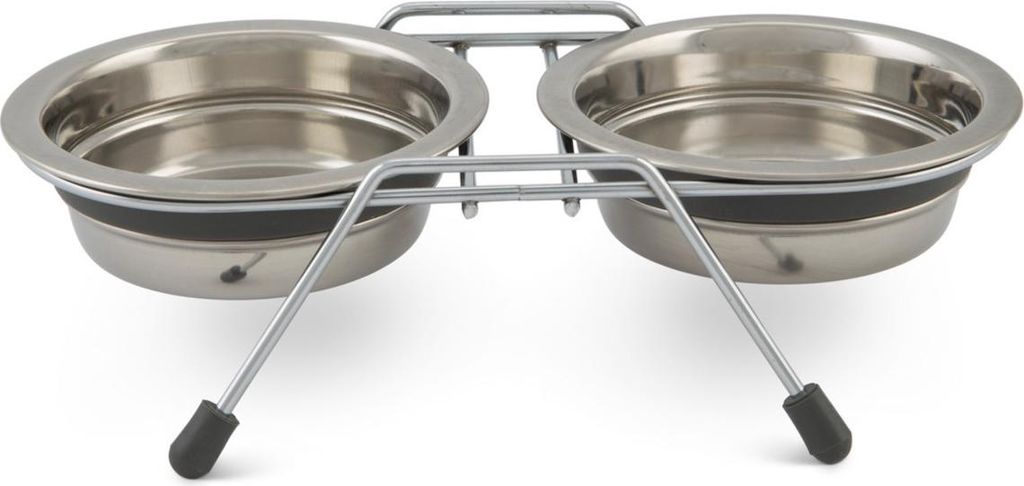 Beeztees doppia ciotola Lumara in acciaio inox grigio, Immagine del prodotto 