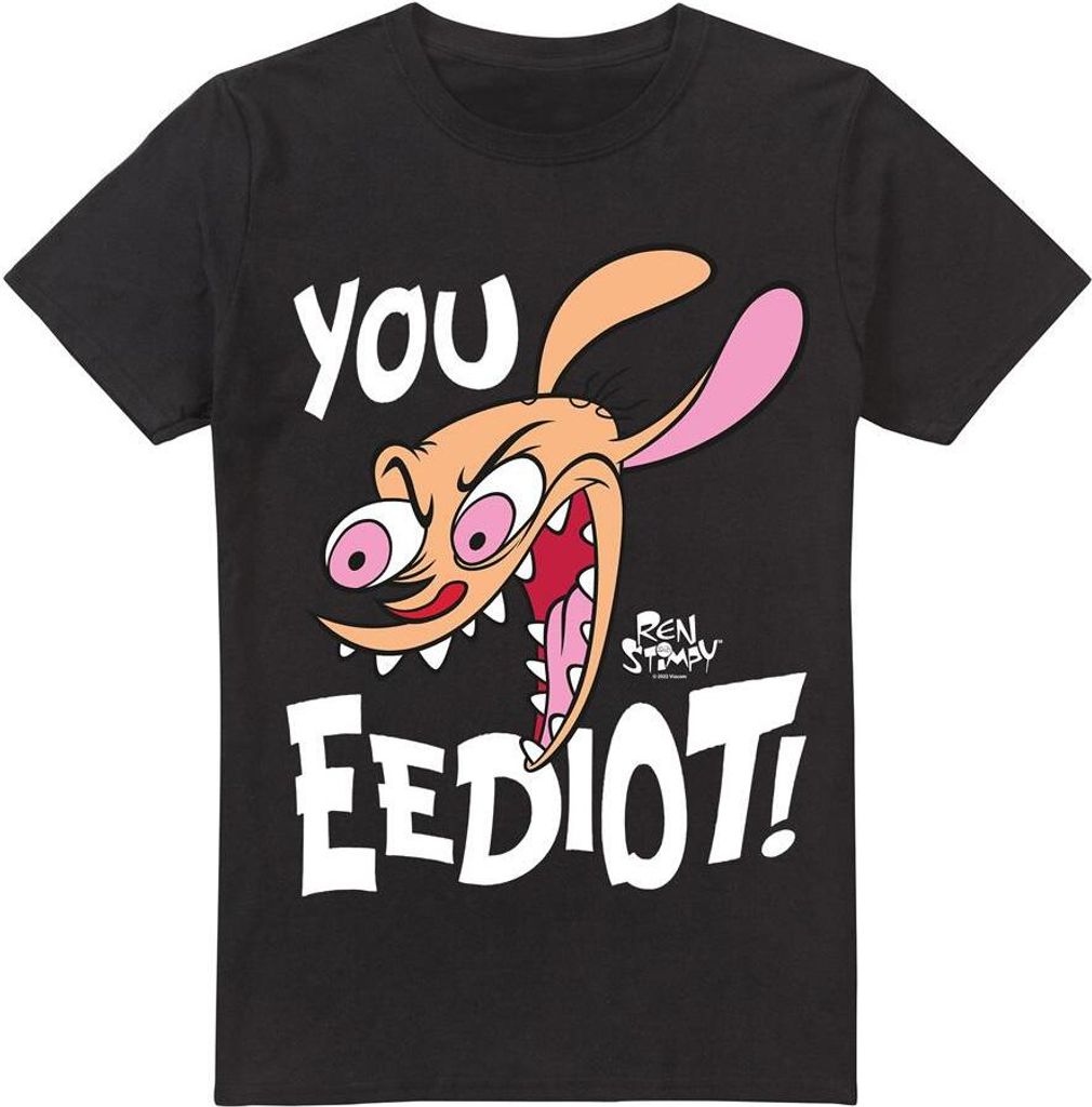 Ren & Stimpy - "You Eediot!" T-Shirt für Herren TV6538 (L) (Schwarz)