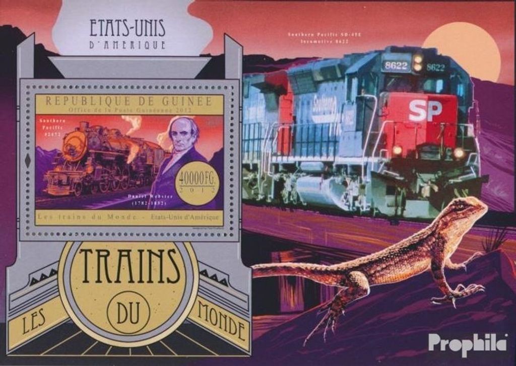 Briefmarken Guinea 2012 Mi Block 2185 (kompl. Ausgabe) postfrisch Züge der USA (Southern Pacific # 2472)