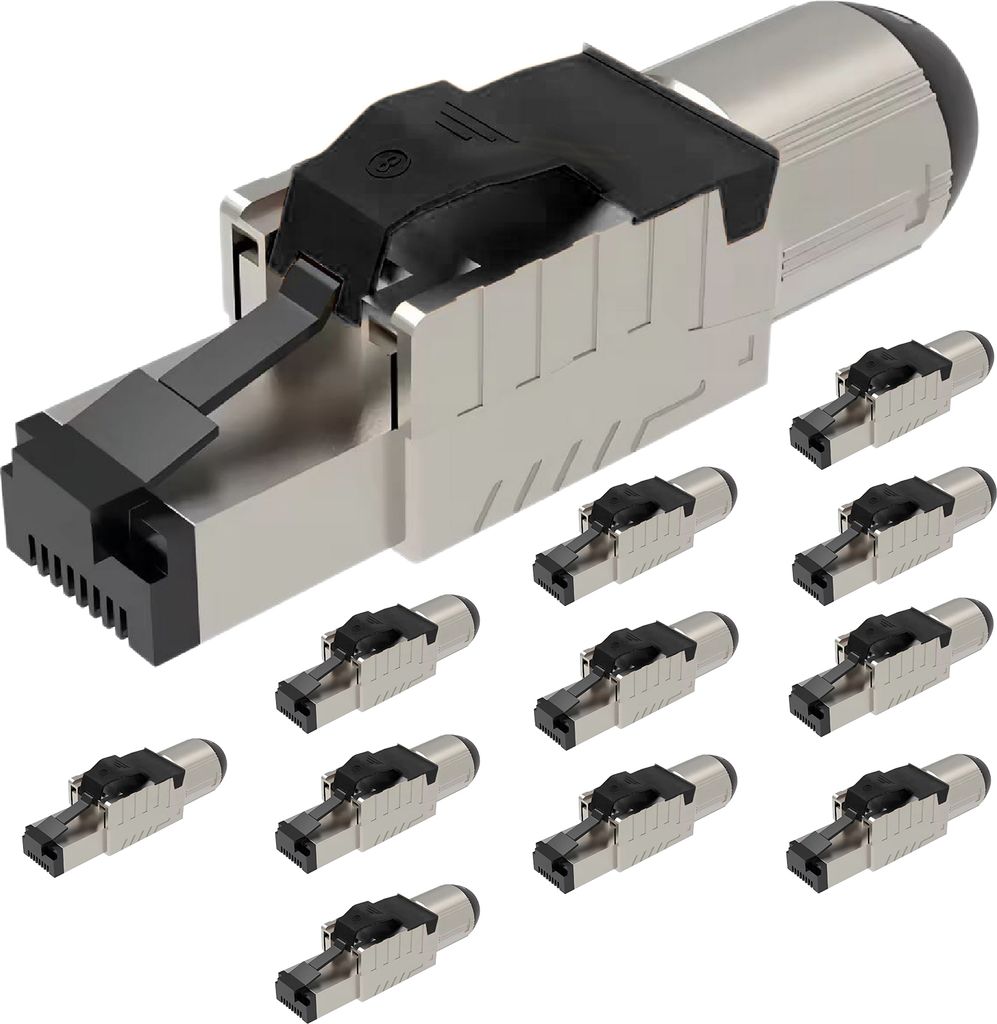 Netzwerkstecker Cat8 Cat8.1 RJ45 Stecker 12 Steckverbinder werkzeuglos geschirmt