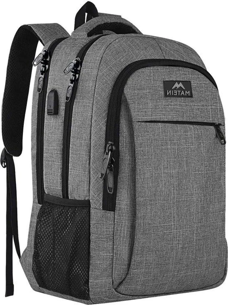 Sac à dos ordinateur pour trajet domicile-travail avec port USB gris