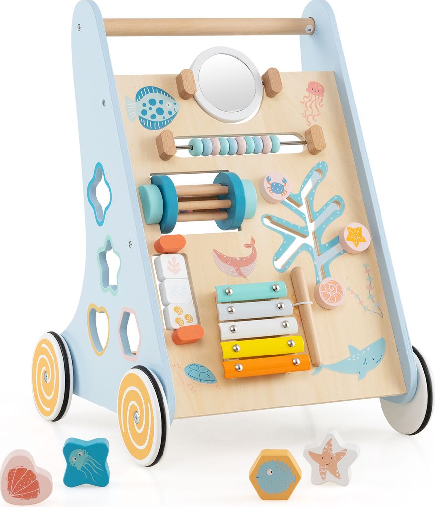 Chariot de marche en bois COSTWAY, Trotteur pour bébé à Image du produit 