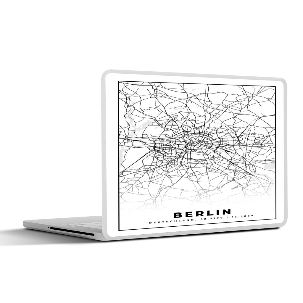 MuchoWow Laptop Aufkleber Sticker Cover Berlin - Karte - Stadtplan 25x18 cm - Laptop-Deko