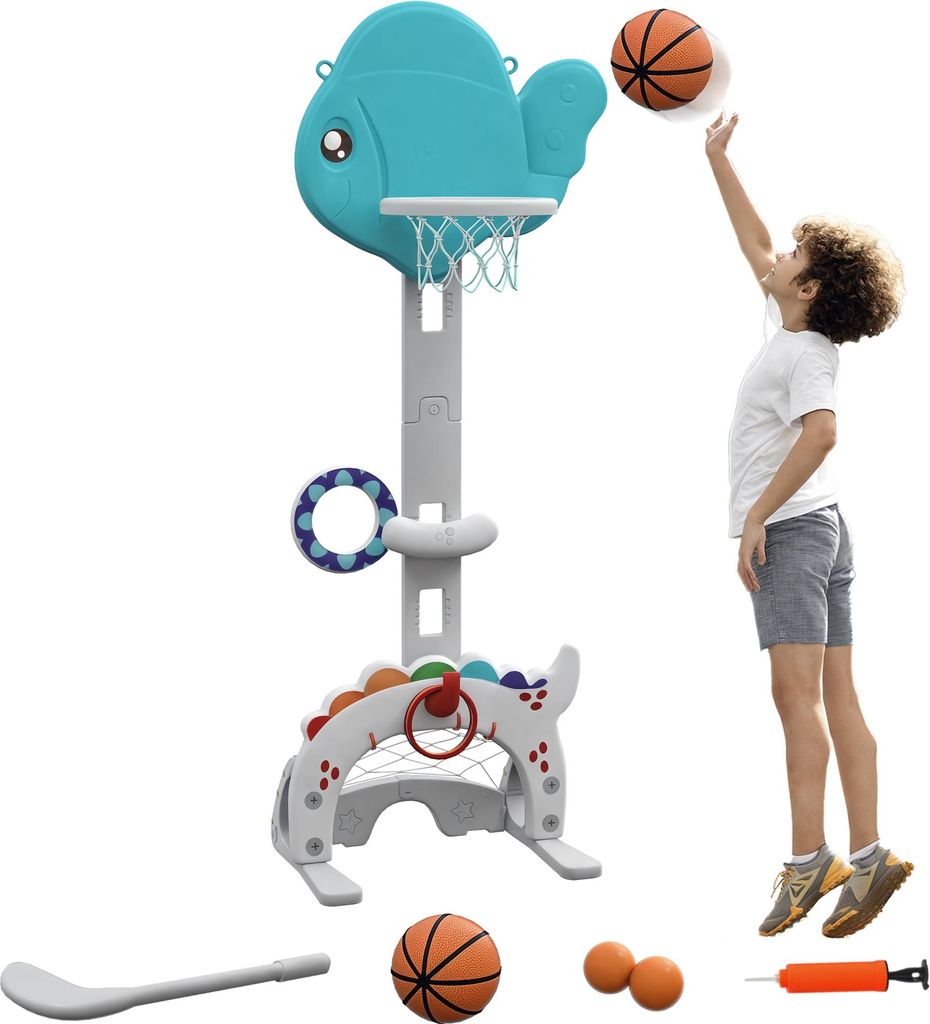 AIYAPLAY Panier de basket-ball pour enfants 5 en 1, hauteur Image du produit 