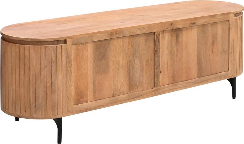 TV-Möbel Helena Mangoholz massiv Natur / Oval, Masse:165 cm X 45 cm