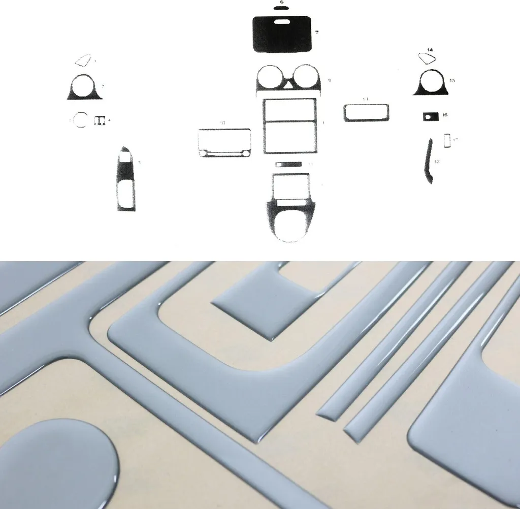 Decorazione interna dell'abitacolo per VW Caddy 2010-2015 in alluminio 18 pezzi