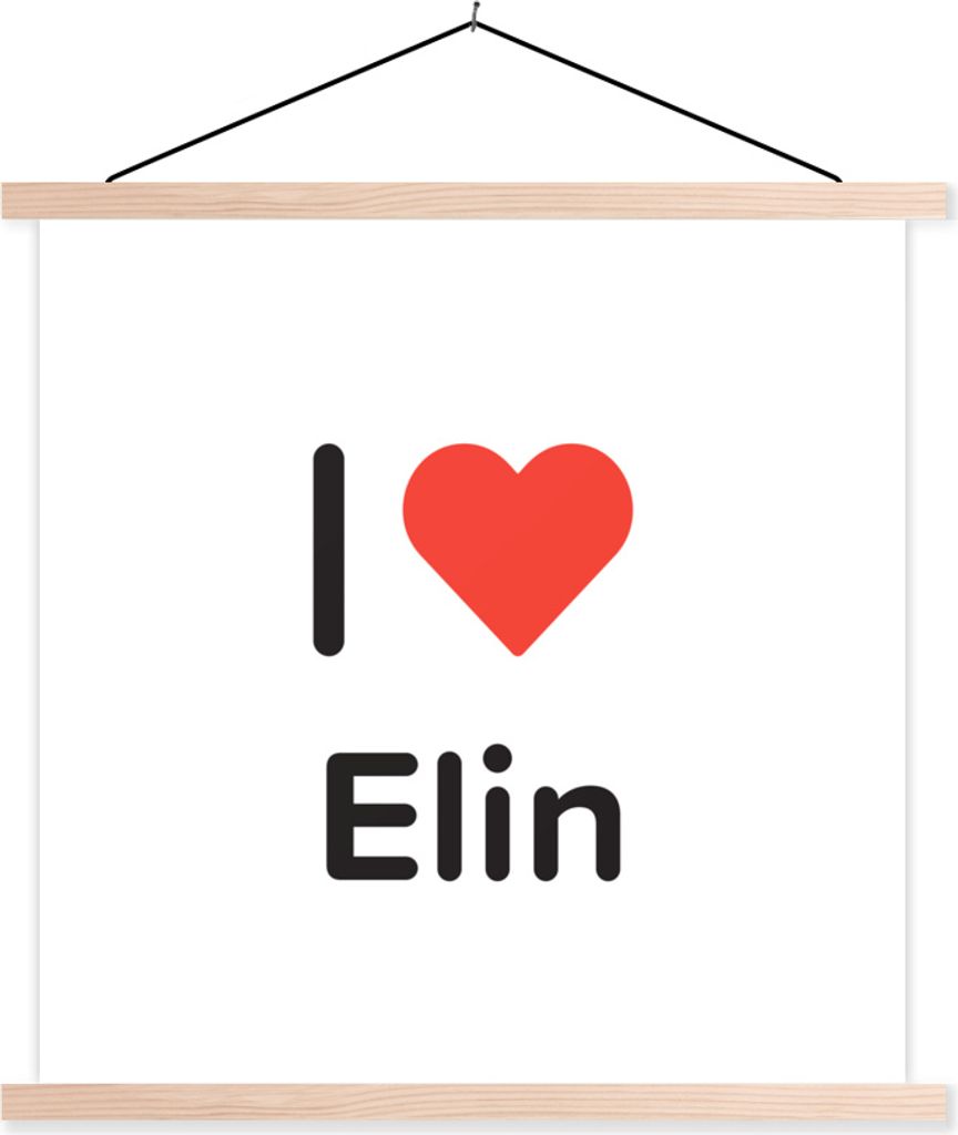 MuchoWow Textilposter Ich liebe - Elin - Mädchen 60x60 cm mit holzfarbenen Rahmen - Wanddekoration