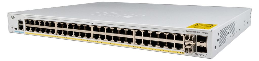 Cisco CAT1000L 52Port fixed managed L2 Switch: - 48x1GE Ports, PoE+ with 370W PoE budget, 4x10GE SFP+ uplinks, - 176Gbps switching Bandwidth, WebUI...