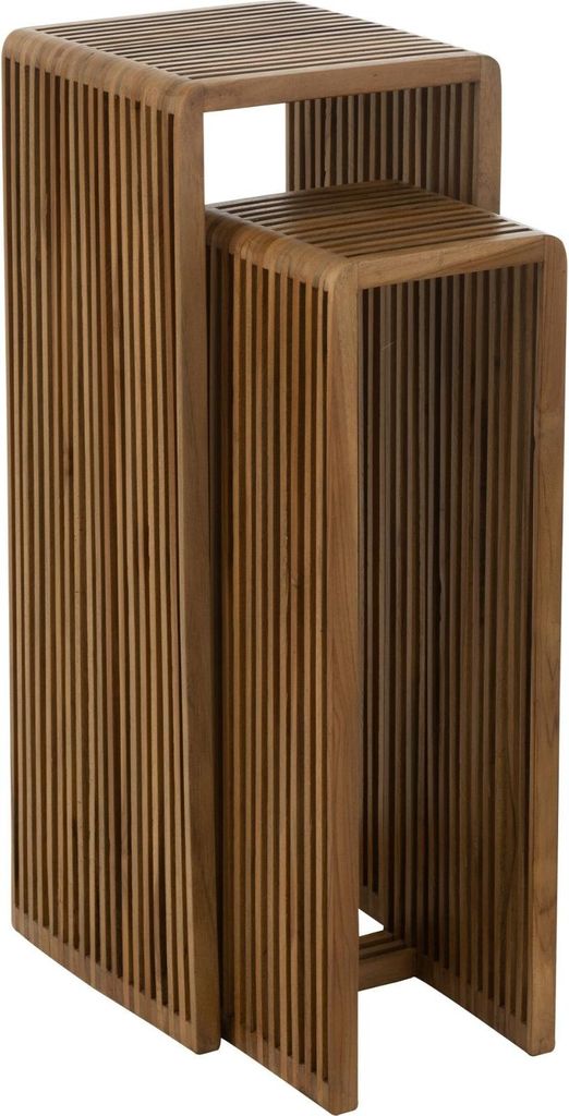 Würfelförmige Konsolen im Satztisch-Stil aus Teakholz – 2er-Set