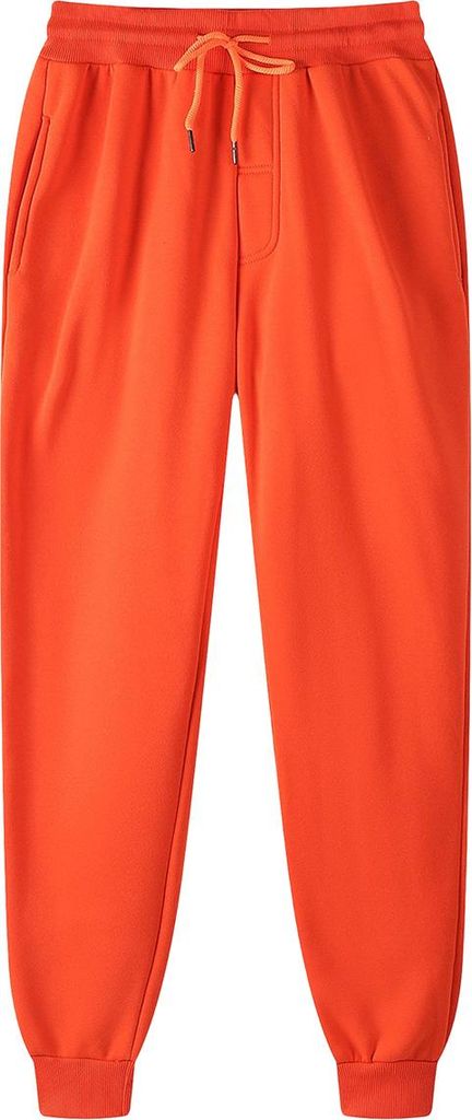 FloHua Jogginghose für Herren, Orange, Herren-Jogginghose, einfarbig, mit Taschen, elastischer Bund, Kordelzug, konische Hose, Herrenhose, Hip-Hop...
