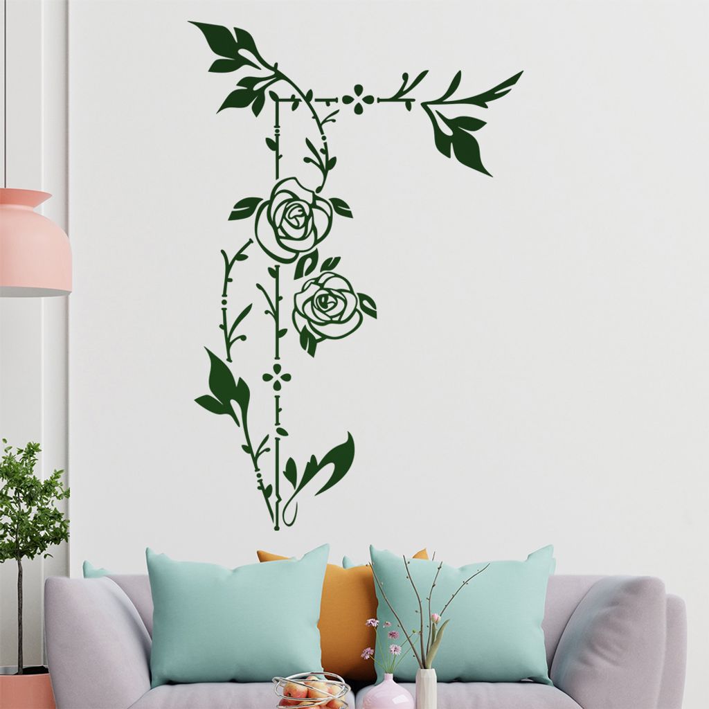 Rosenranke - Linien Wandtattoo in 6 Größen - Wandaufkleber Wall Sticker - Dekoration, Küche, Wohnzimmer, Schlafzimmer, Badezimmer