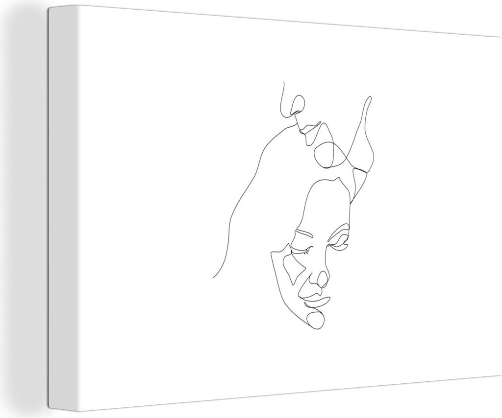 OneMillionCanvasses - Leinwandbilder - 140x90 cm, Plüschtier - Partner - Strichzeichnung, Wandbilder Kunstdruck Wanddekoration - Foto auf Leinwa...