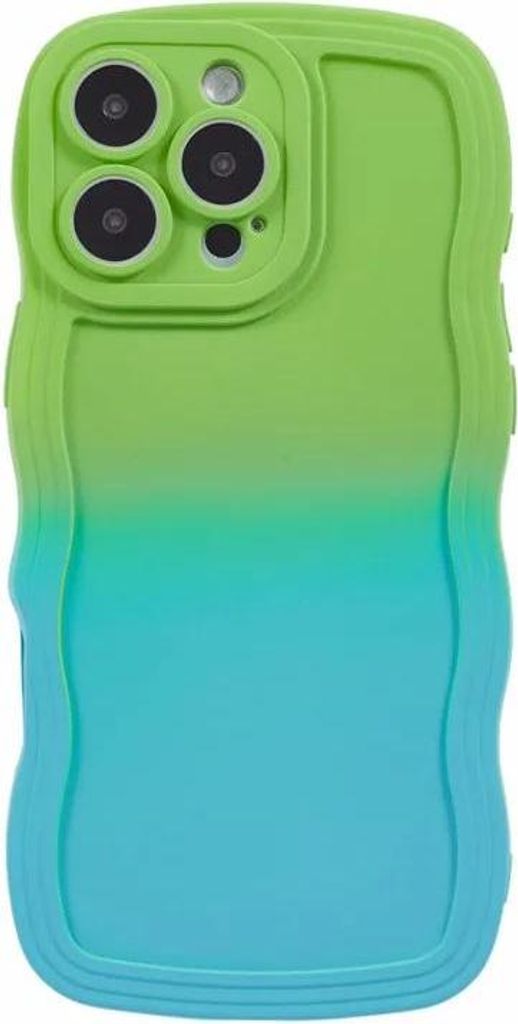 Hülle für Apple iPhone 16 Pro - Phonesta Wavy Gradient Silikon Back Cover - Grün/Blau