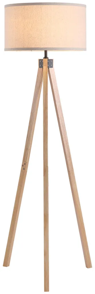 Lampadaire scandinave bois stable et anti-éblouissement 152cm beige
