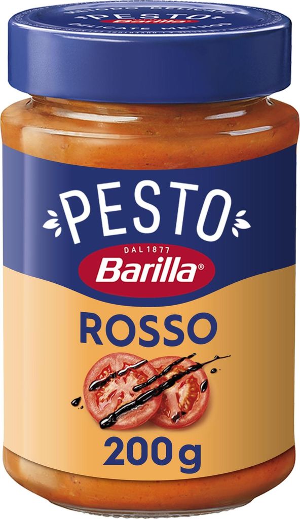 Barilla Pesto Rosso 12x200g | Glutenfreie Italienische Pasta-Sauce mit italienischen Tomaten und Balsamico-Essig aus Modena, Nudel-Soße, rotes Pesto
