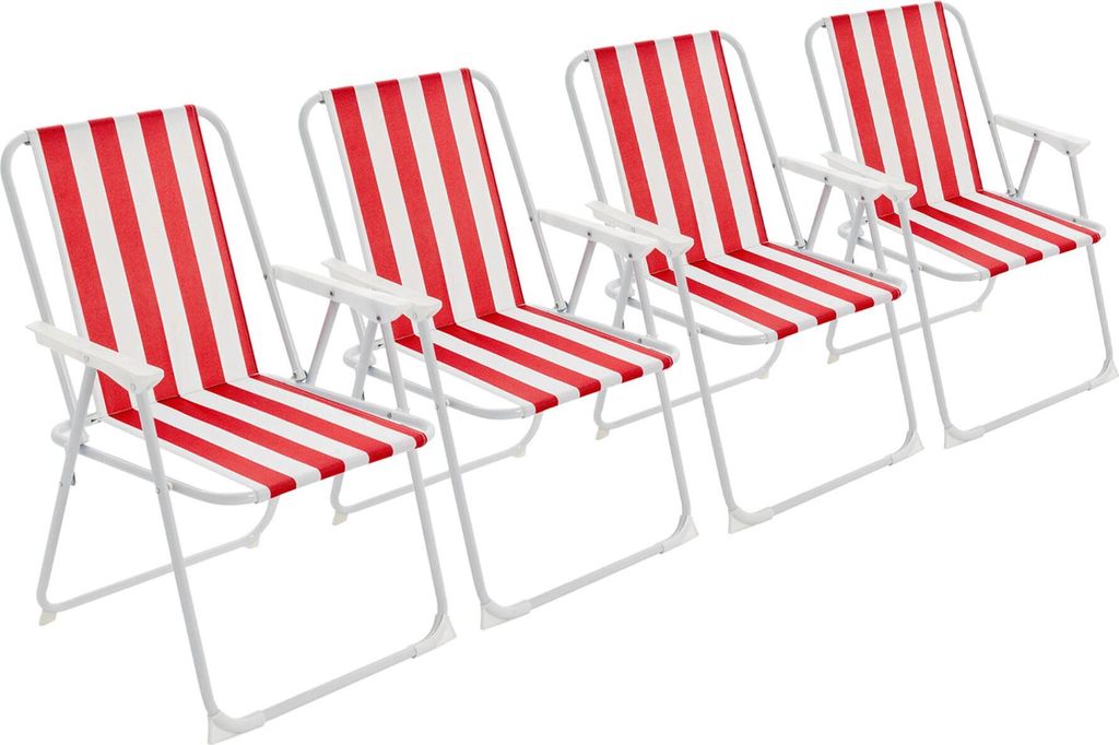 Harbour Housewares Klappbare Strandkörbe aus Metall, rot gestreift, 4 Stück