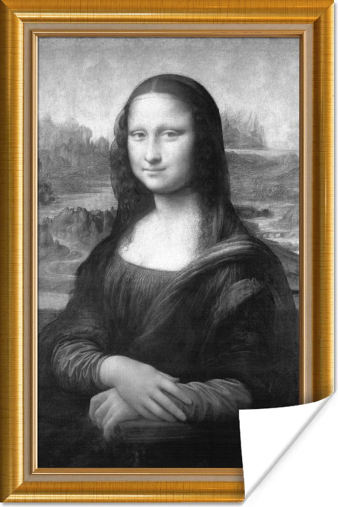 MuchoWow Poster Mona Lisa - Leonardo Da Vinci - Gold - Liste 60x90 cm - Wanddekoration