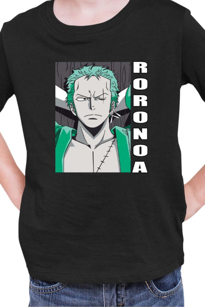 Kinder T-Shirt Japan Manga Anime Comics Animation One Manga Piece Anime Zoro Sword Master, 7-8 Jahr - 128 / Schwarz