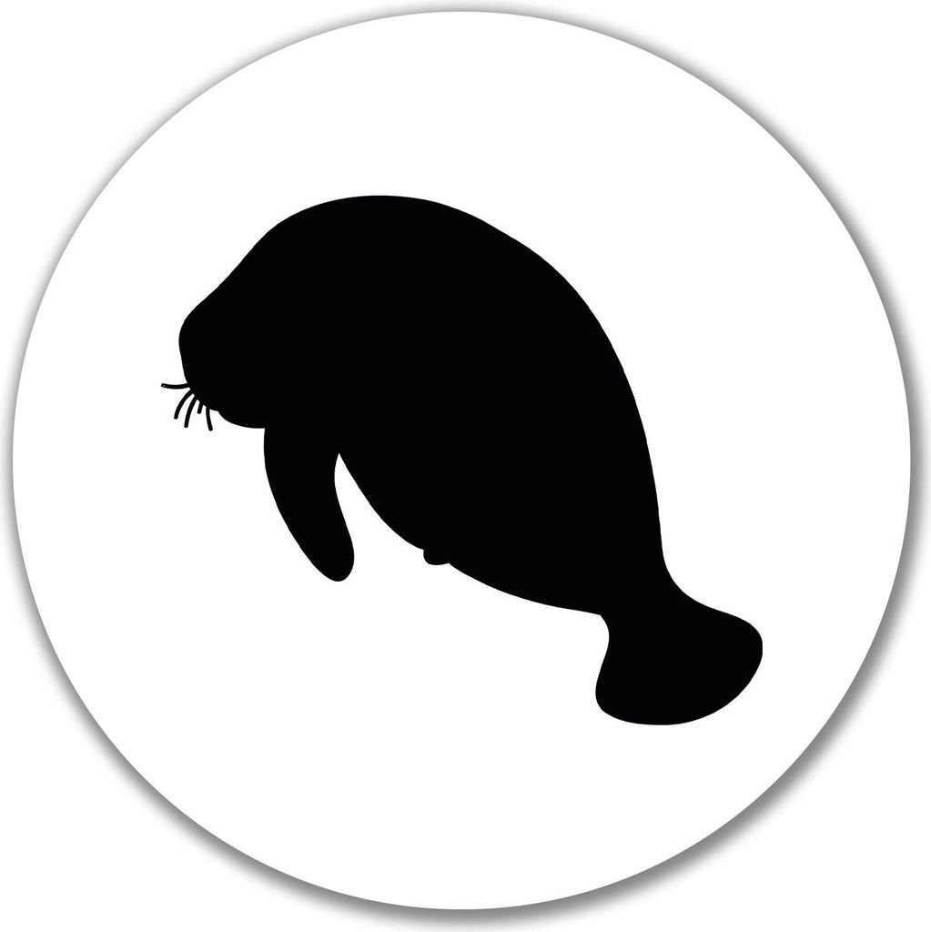Huuraa Aufkleber Seekuh Silhouette 10cm rund Sticker Geschenkidee