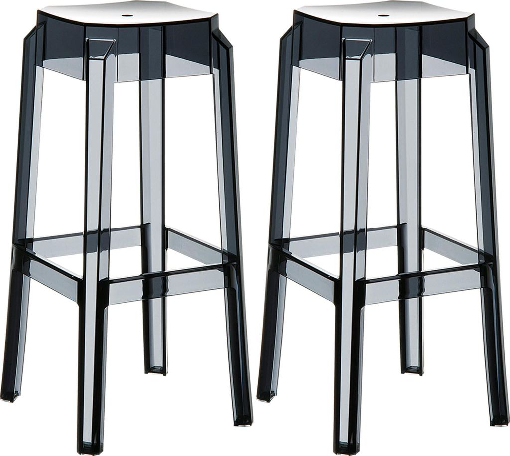 2er Set Barhocker NUMIR - Kunststoff Schwarz 36x36x75 cm | Barstuhl Tresenhocker Tresenstuhl Kneipenhocker Kneipenstuhl