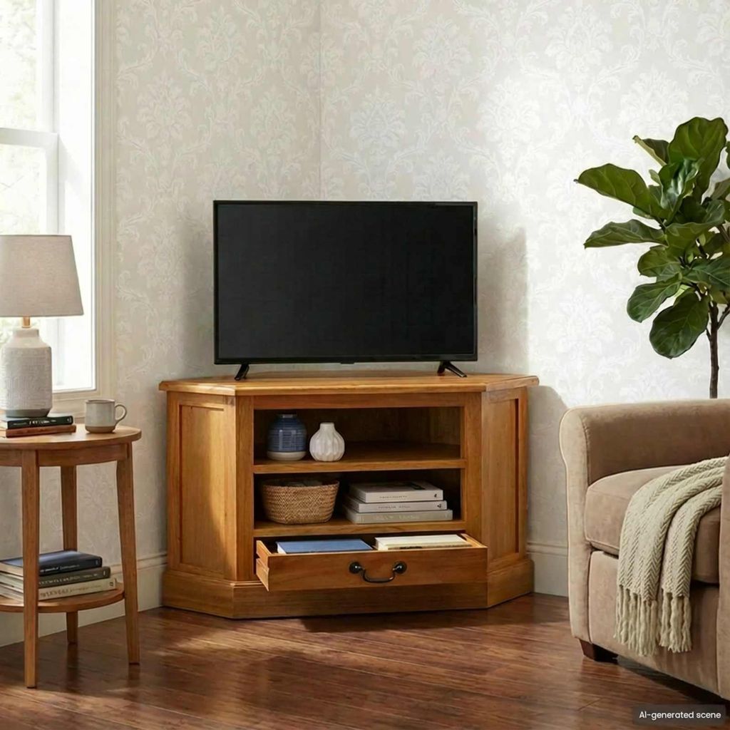 vidaXL Meuble TV d'angle Naturel 79 x 40 x 46 cm Bois Image du produit 