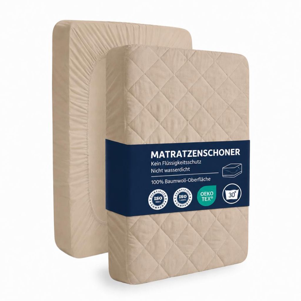 Brauner gesteppter Matratzenbezug aus 100% Baumwolle - Produktbild 